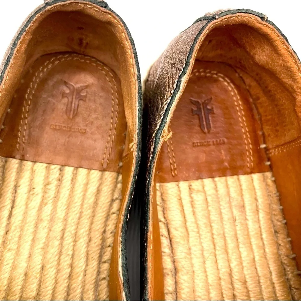 Frye Isabel Metallic Gold Slip on Espadrilles womens 6.5
